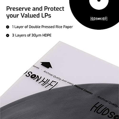 Hudson Hi-Fi Vinyl Record Archival Clear - Inner Sleeves - Protect LP Albums
