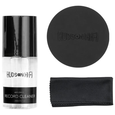 Hudson Hi-Fi Vinyl Record Cleaning Fluid Kit - Label Protector Soft Mesh and Liquid Solution