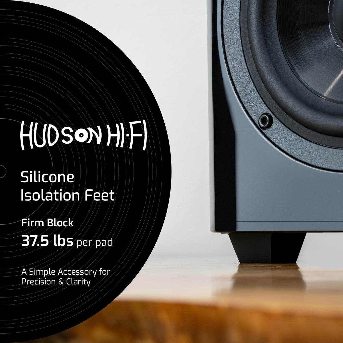 Hudson Hi-Fi IsoBlock Silicone Isolation Feet - Speaker and Subwoofer Pad (4 Pack)